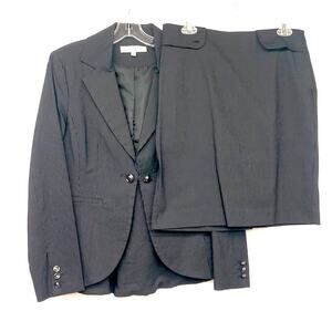 Harve Benard Office Siren Y2k Black White Pin Stripe 2 Piece Suit Blazer Skirt